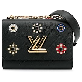 Louis Vuitton-Louis Vuitton Black Epi Mécanique Fleurs Twist MM-Noir