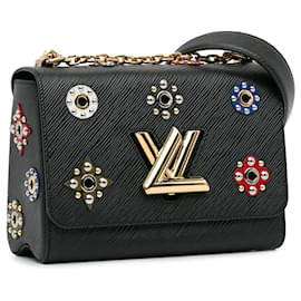 Louis Vuitton-Louis Vuitton Black Epi Mécanique Fleurs Twist MM-Noir
