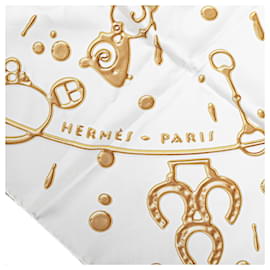 Hermès-Hermès White Cheval Fusion Silk Scarf-White