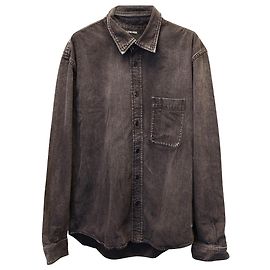 Balenciaga Washed Denim-Hemd mit Logo-Print aus schwarzer Baumwolle Schwarz