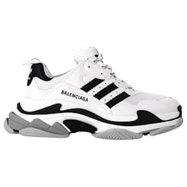 Balenciaga-Balenciaga x Adidas Triple S Sneakers aus weißem Polyurethan-Weiß