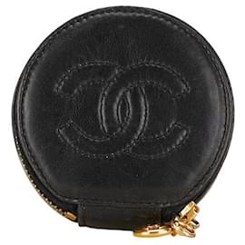 Chanel-Pochette ronde en cuir pour accessoires Chanel CC Vanity en cuir A02786 en bon état-Autre