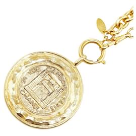 Chanel-Chanel Chanel Gold Plated Cambon Medal Necklace Metal Necklace in Great-Golden