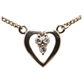 & Other Stories-Andere 9 Karat Gold Diamant Herz Anhänger Halskette Metall Halskette in ausgezeichnetem Zustand-Andere