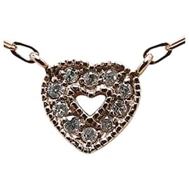 & Other Stories-Autre collier pendentif coeur en or 10 carats et diamants Collier en métal en excellent état-Autre
