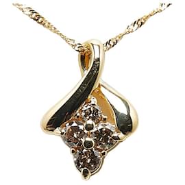 & Other Stories-Autre collier pendentif fleur en or 18 carats et diamants Collier en métal en excellent état-Autre