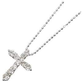 & Other Stories-Autre collier pendentif croix diamant or 18 carats Collier en métal en excellent état-Autre