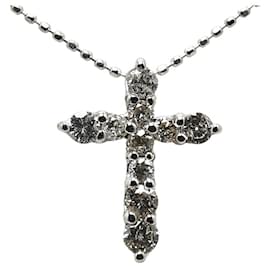 & Other Stories-Autre collier pendentif croix diamant or 18 carats Collier en métal en excellent état-Autre