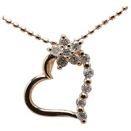 & Other Stories-Autre collier pendentif coeur en or 14 carats et diamants Collier en métal en excellent état-Autre