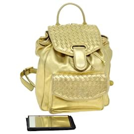 Autre Marque-BOTTEGA VENETA INTRECCIATO Backpack Leather Gold Auth 73237-Golden