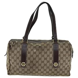 Gucci-GUCCI GG Canvas Hand Bag Beige 154180 Auth 73126-Beige