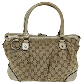 Gucci-GUCCI GG Canvas Hand Bag 2way Beige 247902 Auth bs14043-Beige