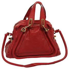 Chloé-Chloe Paraty Hand Bag Leather 2way Red Auth 72667-Red