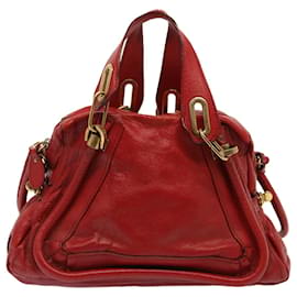 Chloé-Chloe Paraty Hand Bag Leather 2way Red Auth 72667-Red