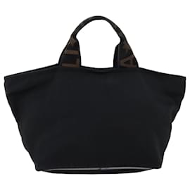 Fendi-FENDI Hand Bag Canvas Black Auth yb555-Black