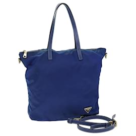 Prada-PRADA Tote Bag Nylon 2way Blue Auth bs14047-Blue