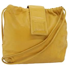 Loewe-LOEWE Anagram Shoulder Bag Leather Yellow Auth yk12066-Yellow