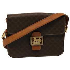 Céline CELINE Macadam Canvas Shoulder Bag PVC Brown Auth 73006 Brown