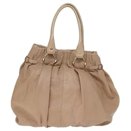 Céline-CELINE Tote Bag Leather Beige Auth bs14031-Beige