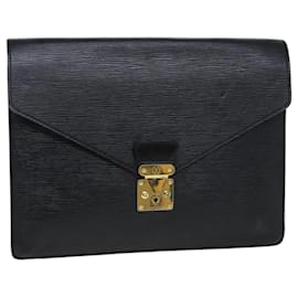 Louis Vuitton-LOUIS VUITTON Maletín Epi Porte Documentos Senatorur Negro M54452 LV Auth ep4098-Negro