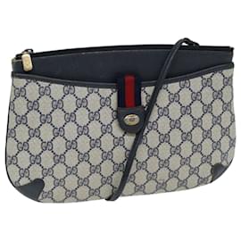 Gucci-GUCCI GG Plus Supreme Sherry Line Shoulder Bag Navy Red 904 02 026 Auth ep4106-Red,Navy blue
