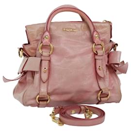 Miu Miu-Miu Miu Hand Bag Leather 2way Pink Auth 73246-Pink