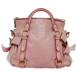 Miu Miu-Miu Miu Hand Bag Leather 2way Pink Auth 73246-Pink
