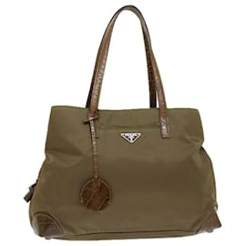 Prada-PRADA Hand Bag Nylon Khaki Auth bs12274-Khaki