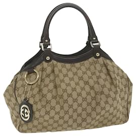 Gucci-GUCCI GG Canvas Handtasche Beige 211944 Auth 62436-Beige