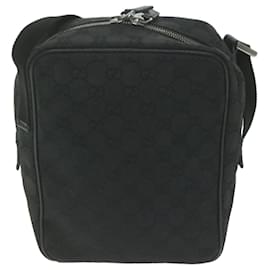 Gucci-GUCCI GG Canvas Shoulder Bag Black 001 4142 Auth 63891-Black