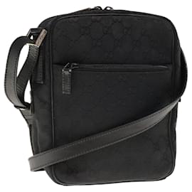Gucci-GUCCI GG Canvas Shoulder Bag Black 018 1612 Auth 66012-Black