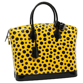 Louis Vuitton-Bolso de mano LOUIS VUITTON Vernis Dot Infinity Lockit MM Amarillo M91398 Auth 67492SA-Negro,Amarillo