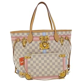 Louis Vuitton-LOUIS VUITTON Damier Azur Summer Trunk Neverfull MM Handtasche N41065 Auth 67494S-Andere