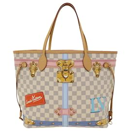 Louis Vuitton-LOUIS VUITTON Damier Azur Summer Trunk Neverfull MM Hand Bag N41065 Auth 67494S-Other