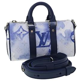 Louis Vuitton-LOUIS VUITTON Monogramm Wasser KeepallXS Handtasche 2way Blau M45761 LV Auth 67496S-Blau