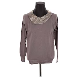 Louis Vuitton-Long-sleeved top with cotton chain-Brown