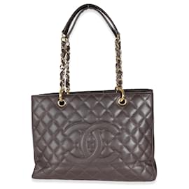 Chanel-Chanel Brown Quilted Caviar Grand Shopping Tote-Brown