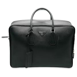 Prada-Prada Black Saffiano Leather Briefcase-Black