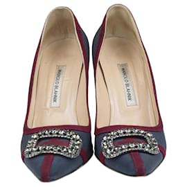 Manolo Blahnik-Manolo Blahnik Dunkelgraue/Burgunderfarbene Gotrian Pumps-Bordeaux