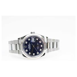 Rolex-Rolex Datejust 126234 Herrenuhr aus blauem Osytersteel mit Diamanten, 36 mm-Blau