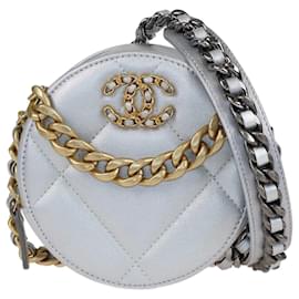 Chanel-Chanel Grey Quilted Mini 19 Round Shoulder Bag-Grey