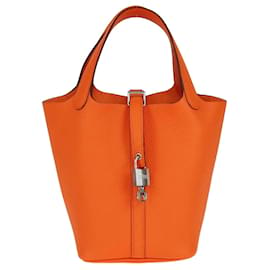 Hermès-Hermes Naranja Minium Picotin Lock 18 Bolsa-Naranja