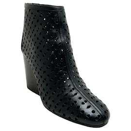 Autre Marque-Hermes Botines Milady de cuero negro con corte láser-Negro