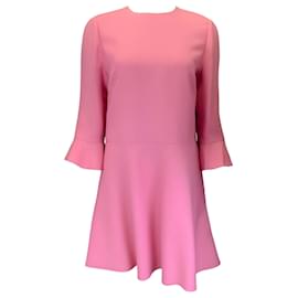 Autre Marque-Valentino Pink Long Sleeved Wool and Silk Crepe Dress-Pink