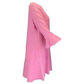 Autre Marque-Robe rose à manches longues en crêpe de laine et de soie Valentino-Rose