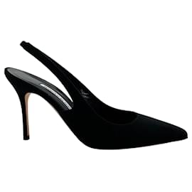 Autre Marque-Manolo Blahnik – Slingback-Pumps „Allura Camoscio“ aus schwarzem Wildleder-Schwarz