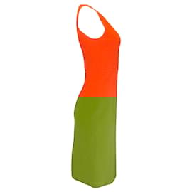 Michael Kors-Michael Kors Collection Orange Cut-Out Detail Sleeveless Wool Crepe Dress-Orange