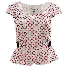Top Peplum de algodão branco Oscar de la Renta com bolinhas vermelhas Branco