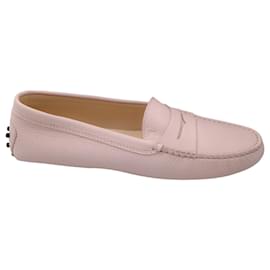 Autre Marque-Tod's Pale Pink Grained Leather Driving Shoes / Loafers-Pink