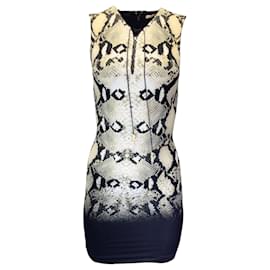 Autre Marque-Roberto Cavalli Light Brown Lace-Up Python-Print Mini Dress-Brown